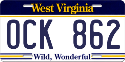 WV license plate OCK862