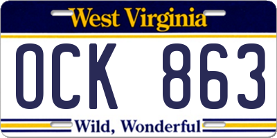 WV license plate OCK863