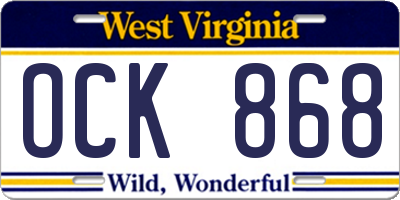 WV license plate OCK868