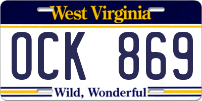 WV license plate OCK869