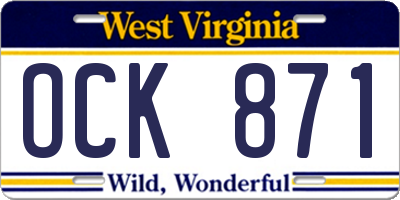 WV license plate OCK871