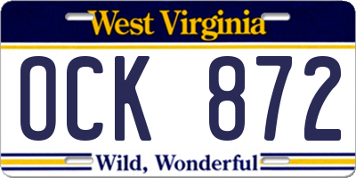 WV license plate OCK872