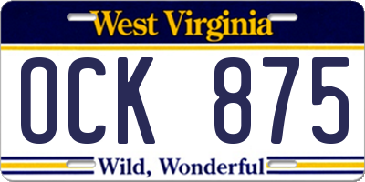 WV license plate OCK875