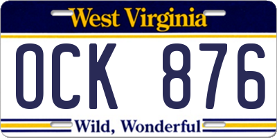 WV license plate OCK876
