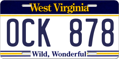WV license plate OCK878