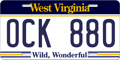 WV license plate OCK880