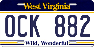 WV license plate OCK882