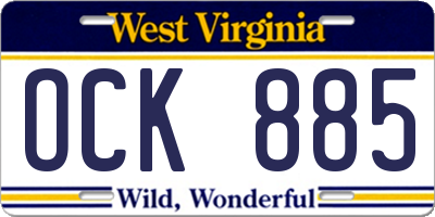 WV license plate OCK885
