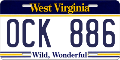 WV license plate OCK886