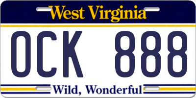 WV license plate OCK888