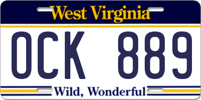 WV license plate OCK889