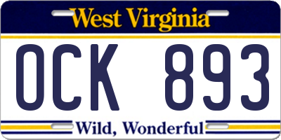 WV license plate OCK893