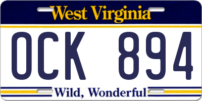 WV license plate OCK894