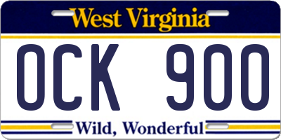 WV license plate OCK900