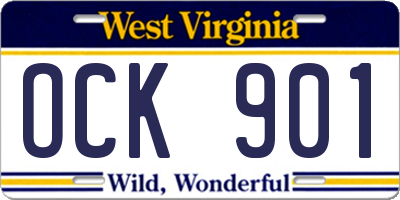 WV license plate OCK901