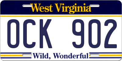 WV license plate OCK902
