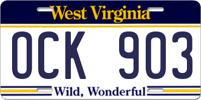 WV license plate OCK903