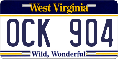 WV license plate OCK904