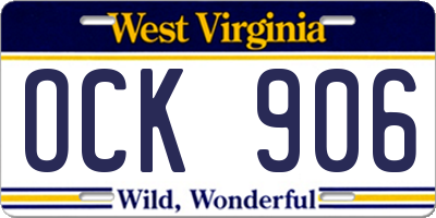 WV license plate OCK906