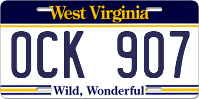WV license plate OCK907