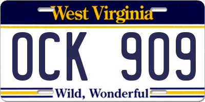 WV license plate OCK909