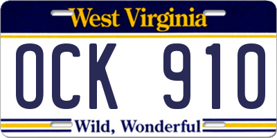 WV license plate OCK910