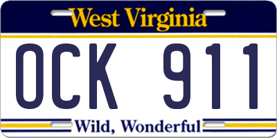 WV license plate OCK911