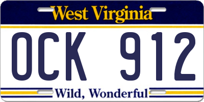 WV license plate OCK912