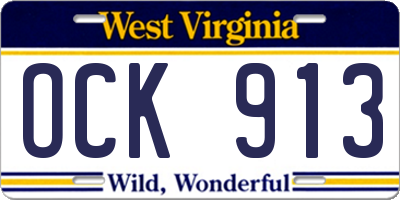 WV license plate OCK913