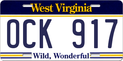 WV license plate OCK917