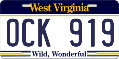 WV license plate OCK919