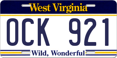 WV license plate OCK921