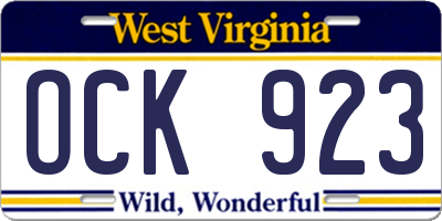 WV license plate OCK923