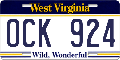 WV license plate OCK924