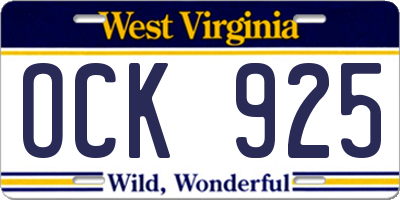WV license plate OCK925