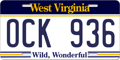 WV license plate OCK936