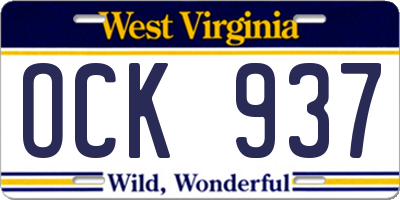 WV license plate OCK937