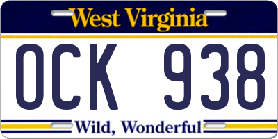 WV license plate OCK938