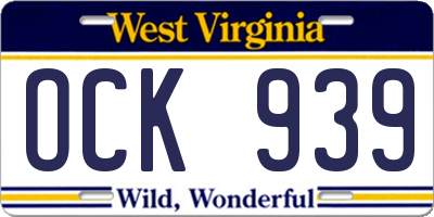 WV license plate OCK939