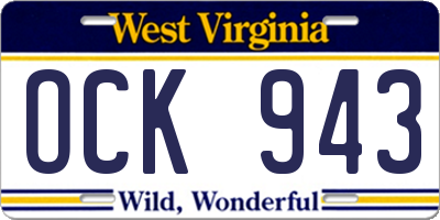 WV license plate OCK943