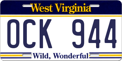 WV license plate OCK944