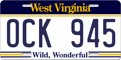 WV license plate OCK945