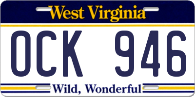 WV license plate OCK946