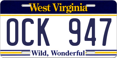 WV license plate OCK947