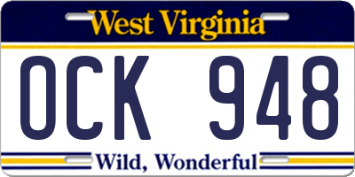 WV license plate OCK948