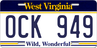 WV license plate OCK949