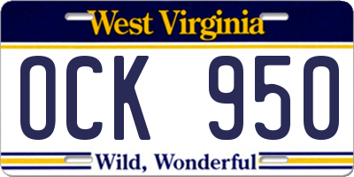 WV license plate OCK950