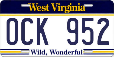 WV license plate OCK952