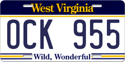 WV license plate OCK955
