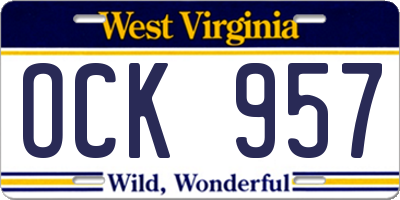 WV license plate OCK957